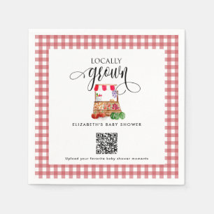 Locally Grown Farmers Market Baby Shower Photo QR Napkin