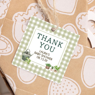 Locally Grown Farmers Market Baby Shower Square Favour Tags