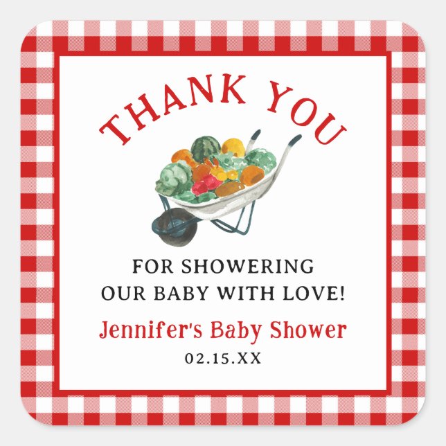 Locally Grown Farmers Market Baby Shower Square Sticker (Front)