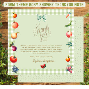 Locally Grown Farmers Market Baby Shower Thank You Card