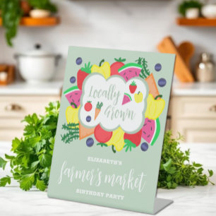 Locally Grown Farmer's Market Birthday Pedestal Sign