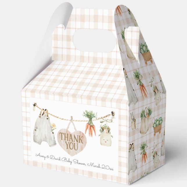 Locally Grown Farmers Market Boho Baby Shower Favor Box (Back)