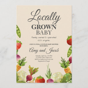 Locally Grown Farmers Market Couples Baby Shower Invitation