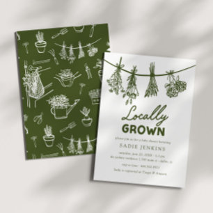Locally Grown Farmers Market Green Baby Shower Invitation