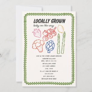 Locally Grown Farmer's Market Neutral Baby Shower Invitation
