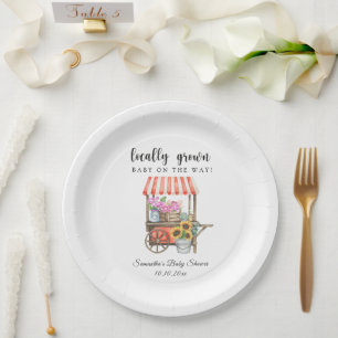 Locally Grown Flowers Farmers Market Baby Shower Paper Plate