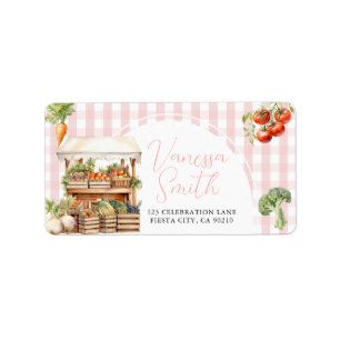 Locally Grown Fresh Market Baby Shower Gingham Label