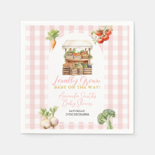 Locally Grown Fresh Market Baby Shower Gingham Napkin