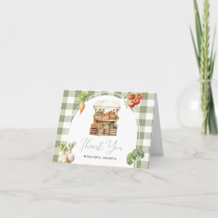 Locally Grown Fresh Market Baby Shower Gingham Thank You Card