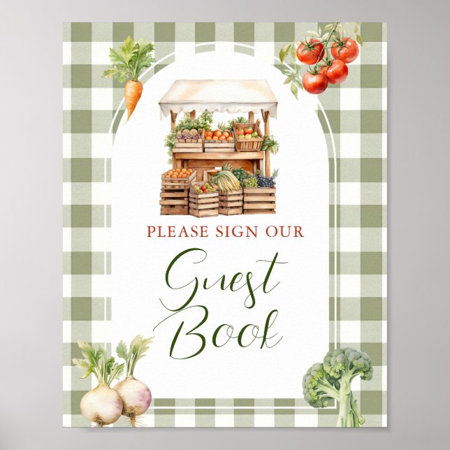 Locally Grown Fresh Market Baby Shower Guest Book (Front)