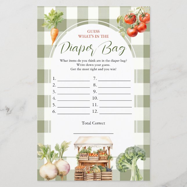 Locally Grown Fresh Market Diaper Bag Game (Front)