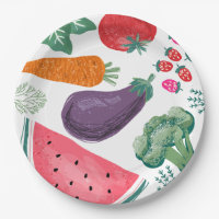 Locally Grown Fruits and Vegetables Paper Plates 