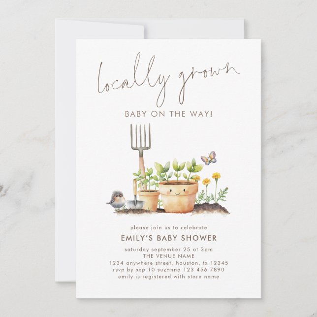 Locally Grown Garden Baby Shower  Invitation (Front)