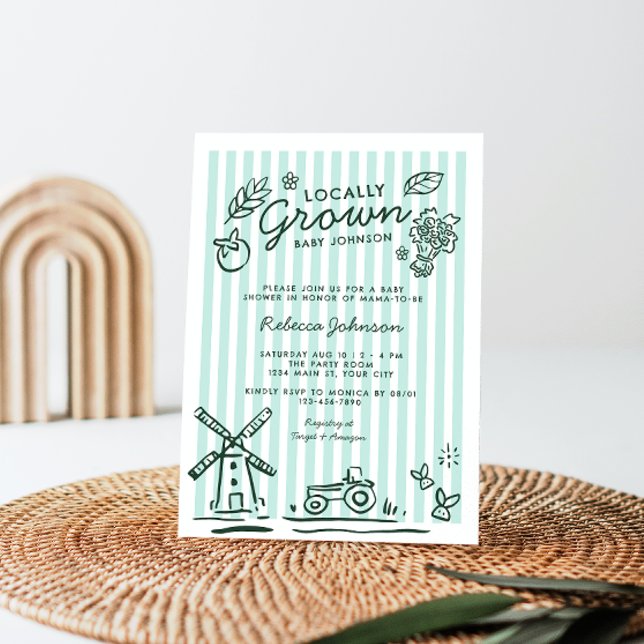 Locally Grown Gender Neutral Baby Shower Invitation (Locally Grown Gender Neutral Baby Shower Invite)