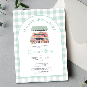 Locally Grown Gender-Neutral Green Baby Shower Invitation