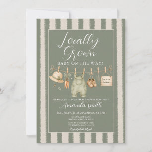  Locally Grown Gender Preppy Stripe Baby Shower Invitation