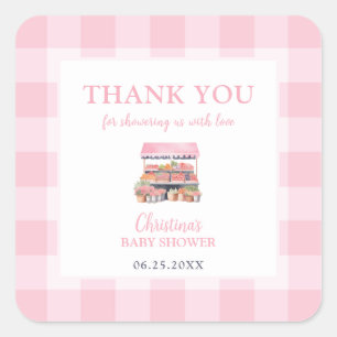 Locally Grown Girl Baby Shower Thank You Square Sticker