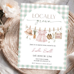 Locally Grown Girl Clothesline Baby Shower Invitation