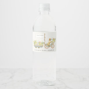 Locally Grown Golden Retriever Floral Baby Shower Water Bottle Label
