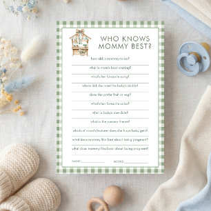 Locally Grown Knows Mom Best Baby Shower Game card