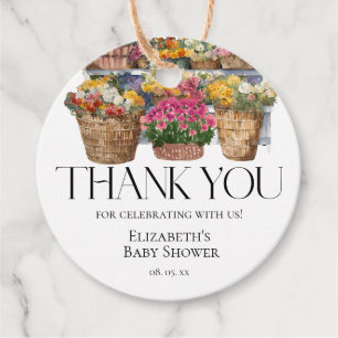 Locally Grown Market Floral Shop Girl Baby Shower Favour Tags
