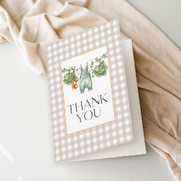 Locally Grown Neutral Beige Gingham Thank You Card