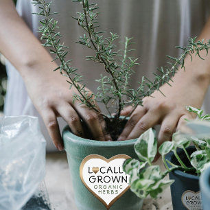Locally Grown Organic Herbs  Bronze Heart  Sticker