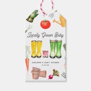 Locally Grown Pink Boots Garden Baby Shower Gift Tags