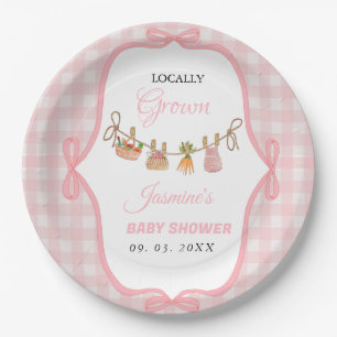 Locally grown Pink girlbaby shower Baby sprinkle Paper Plate