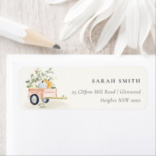 Locally Grown Pumpkin Cart Watercolor Address