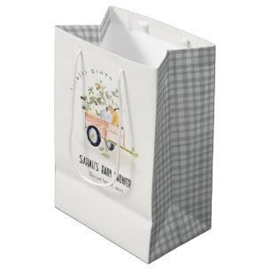 Locally Grown Pumpkin Cart Watercolor Baby Shower Medium Gift Bag