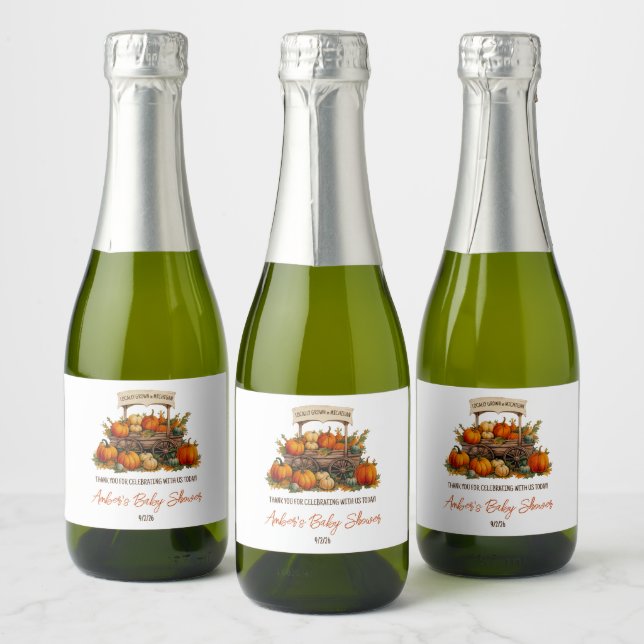 Locally Grown, Pumpkin Farmer's Market Baby Shower Sparkling Wine Label (Bottles)