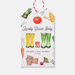 Locally Grown Red Boots Garden Baby Shower Gift Tags