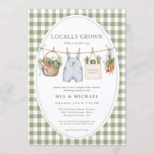 Locally Grown Sage Gingham Couple's Shower Invitation