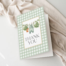 Locally Grown Sage Green Gingham Thank You Card