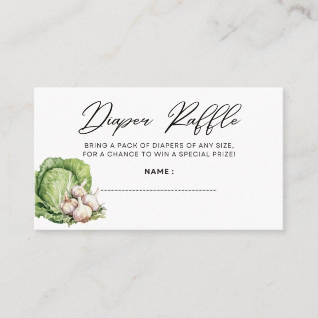 LOCALLY GROWN THEME - DIAPER RAFFLE - BLACK ENCLOSURE CARD (Front)