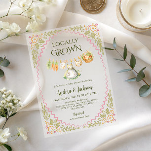 Locally Grown Veggie Clothesline Baby Shower Acrylic Invitations