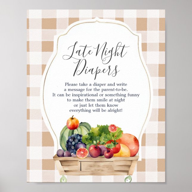 Locally Grown Veggies Farmer Late Night Diapers Poster (Front)