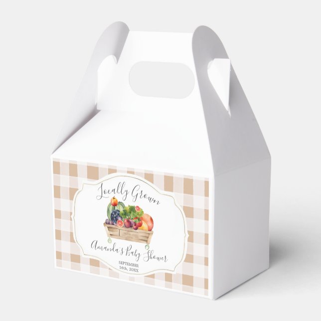 Locally Grown Veggies Farmer Market Baby Shower Favor Box (Front Side)