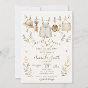 Locally Grown Vintage Market Baby Shower Gingham Invitation