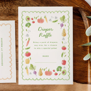 Locally Grown Watercolor Vegetables Diaper Raffle Enclosure Card