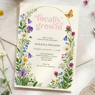 Locally Grown Wildflower Garden Baby Shower Invitation