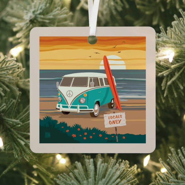 Locals Only | VW Surf Van Metal Ornament (Insitu)