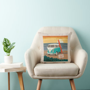 Locals Only   VW Surf Van Throw Pillow