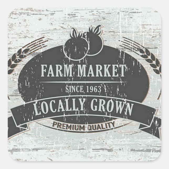 localy grown lable square sticker (Front)