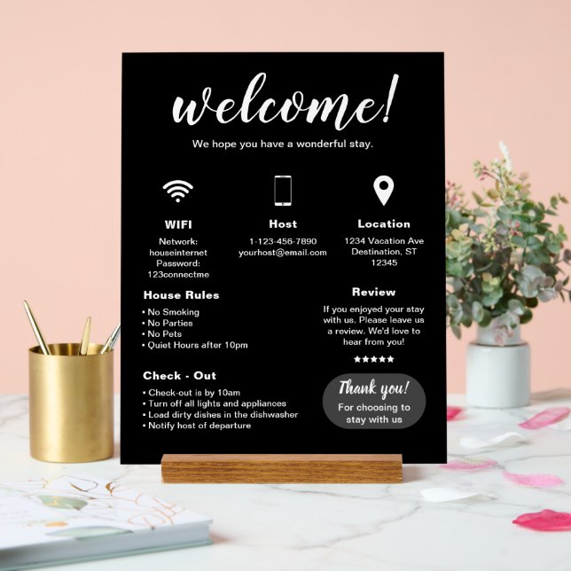 Location de vacances moderne Affiche de bienvenue (Mariage)