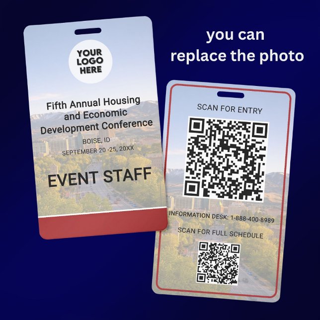Location Replaceable Photo Logo QR Conference  Badge (Creator Uploaded)