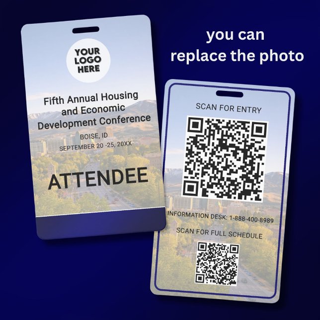 Location Replaceable Photo QR Logo Conference Badge (Creator Uploaded)