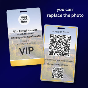 Location Replaceable Photo QR Logo Conference Badge