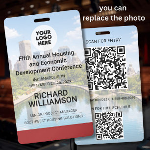Location Replaceable Photo QR Logo Conference Badge